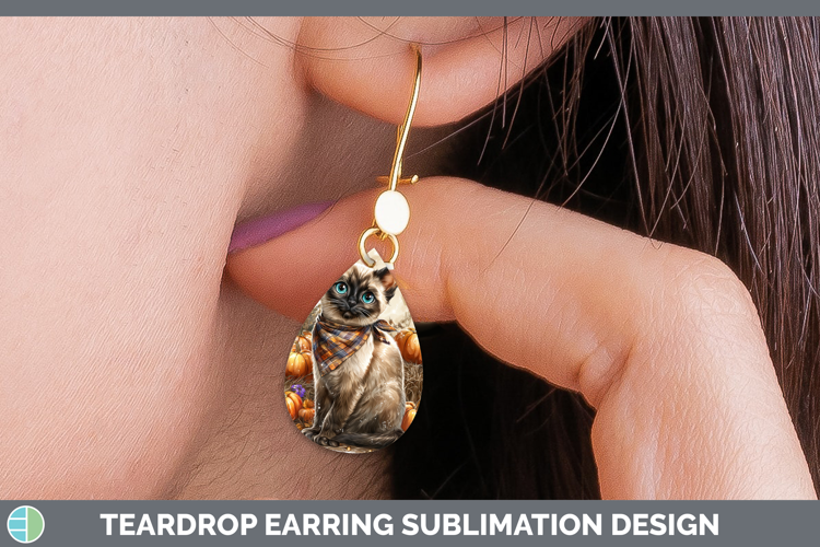 Siamese Cat Teardrop Earrings Cats Halloween Bandana Sublima