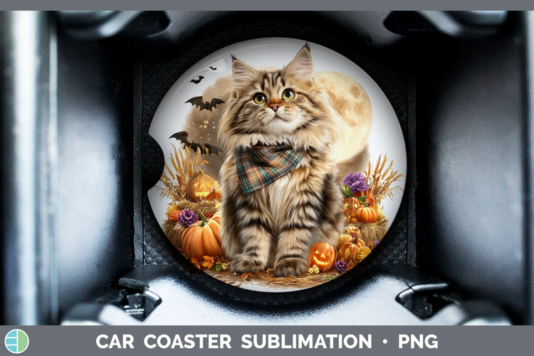 Siberian Cat Car Coaster Cats Halloween Bandana Sublimation