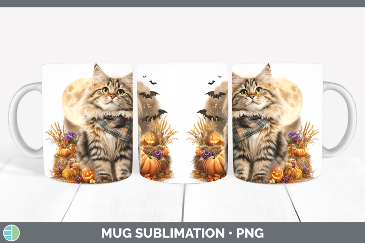 Siberian Cat Mug Wrap Cats Halloween Bandana Sublimation Cof