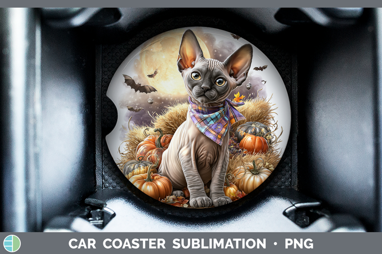 Sphynx Cat Car Coaster Cats Halloween Bandana Sublimation D