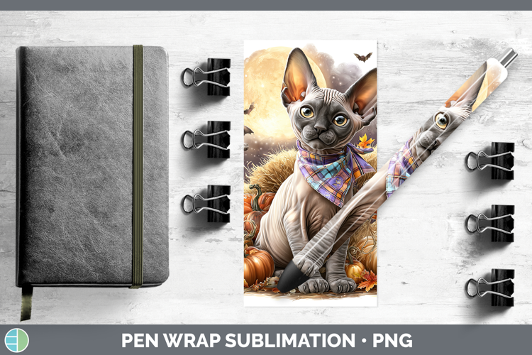 Sphynx Cat Pen Wrap Cats Halloween Bandana Sublimation Pen D