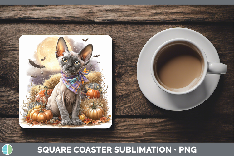 Sphynx Cat Square Coaster Cats Halloween Bandana Sublimation