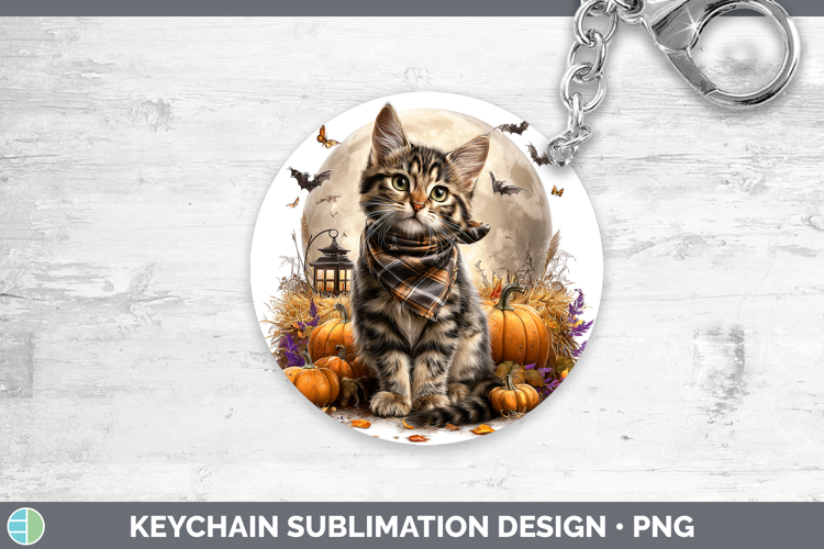 Tabby Cat Keychain Cats Halloween Bandana Sublimation Keyrin