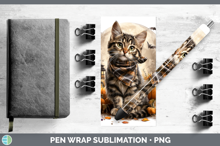 Tabby Cat Pen Wrap Cats Halloween Bandana Sublimation Pen De
