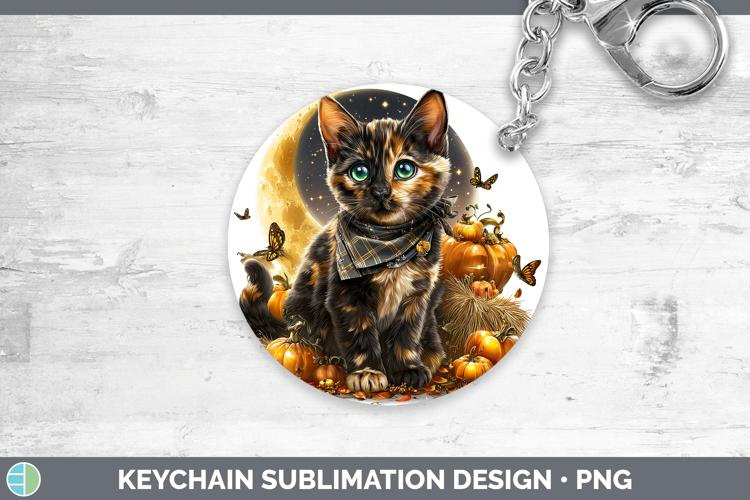 Tortoiseshell Cat Keychain Cats Halloween Bandana Sublimatio