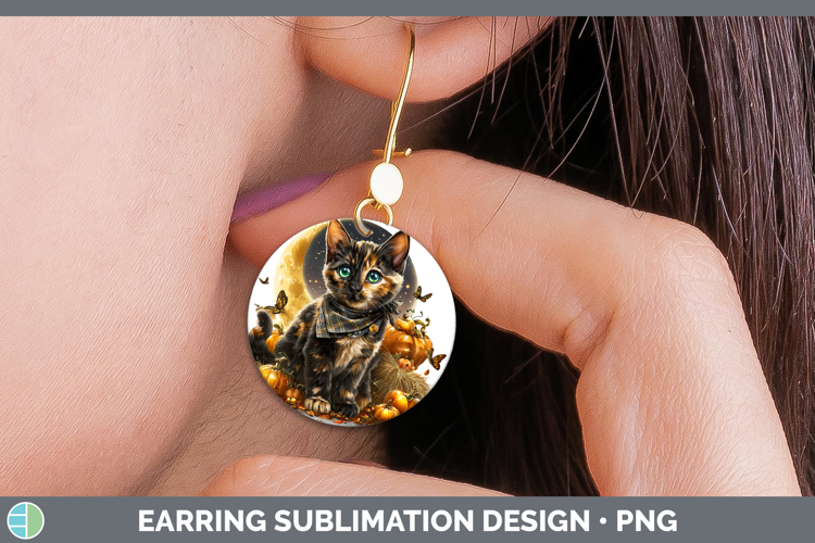 Tortoiseshell Cat Round Earrings Cats Halloween Bandana Subl