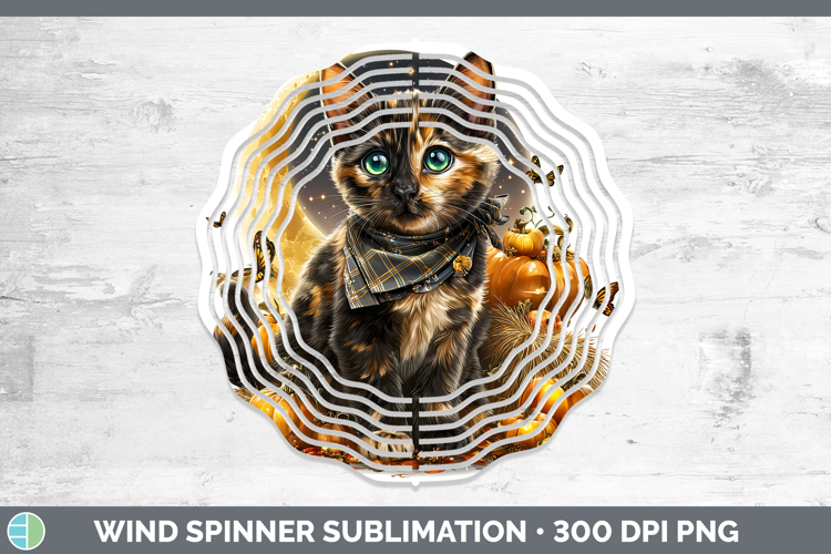 Tortoiseshell Cat Wind Spinner Cats Halloween Bandana Sublim