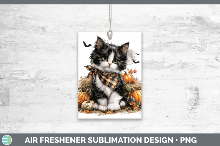 Tuxedo Cat Air Freshener Cats Halloween Bandana Sublimation