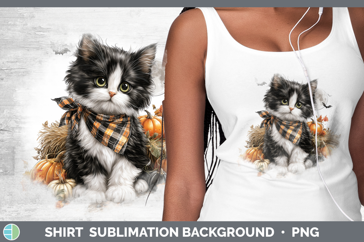 Tuxedo Cat Shirt Cats Halloween Bandana Sublimation Backgrou