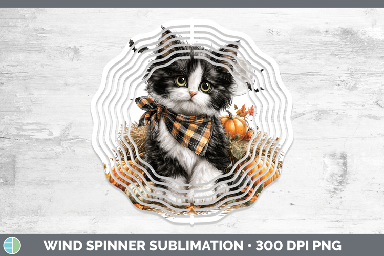 Tuxedo Cat Wind Spinner Cats Halloween Bandana Sublimation S
