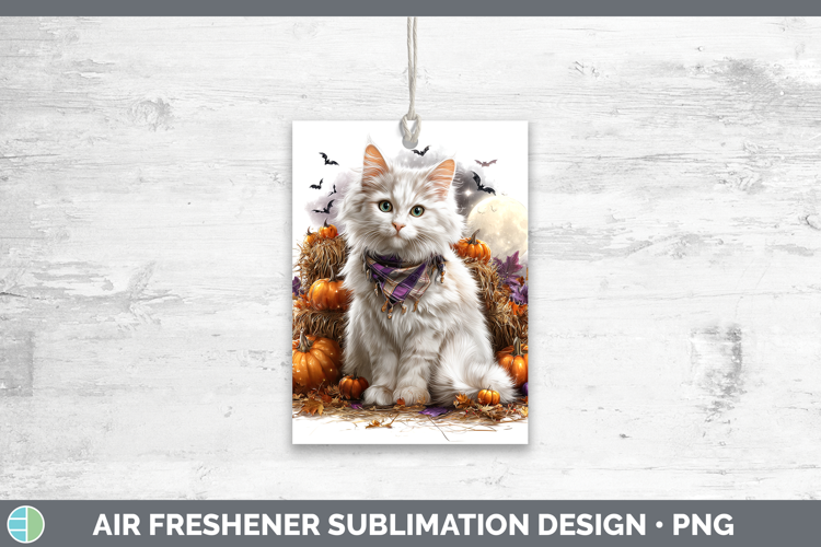White Cat Air Freshener Cats Halloween Bandana Sublimation C