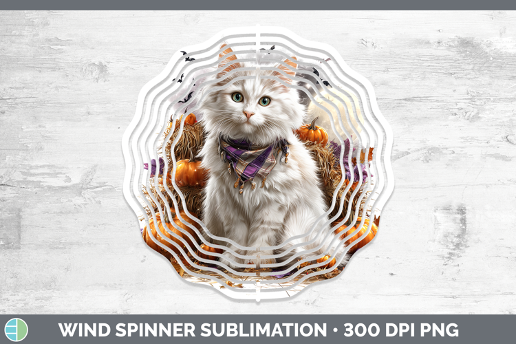 White Cat Wind Spinner Cats Halloween Bandana Sublimation Sp