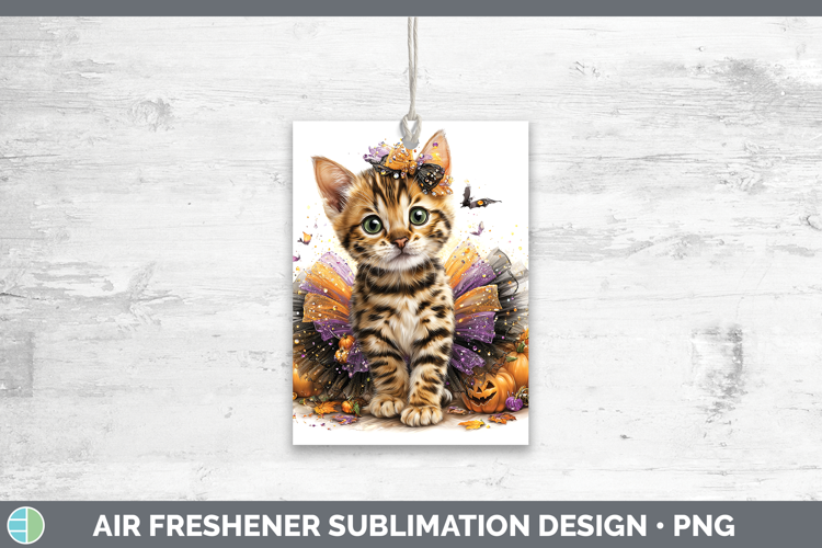 Cats Halloween Bengal Cat Air Freshener Sublimation Car Fres