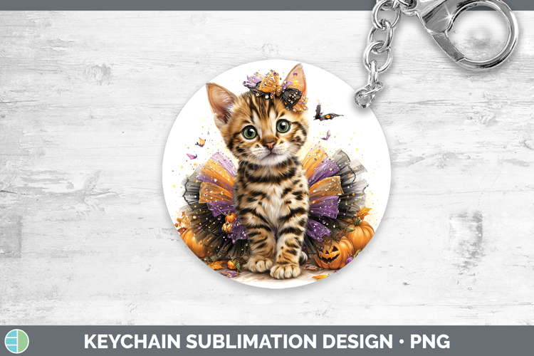 Cats Halloween Bengal Cat Keychain Sublimation Keyring Desig
