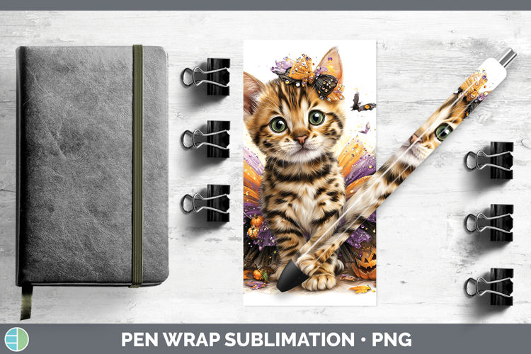 Cats Halloween Bengal Cat Pen Wrap Sublimation Pen Designs
