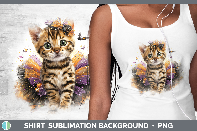 Cats Halloween Bengal Cat Shirt Sublimation Background Desig