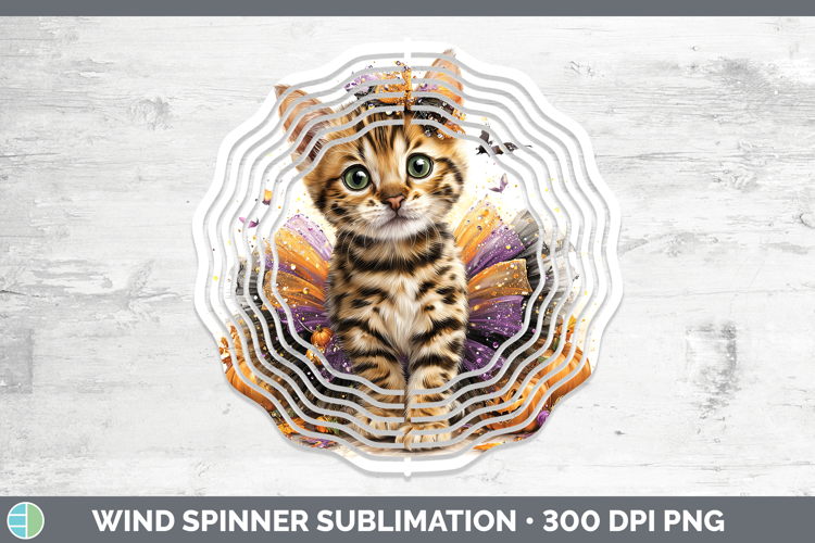 Cats Halloween Bengal Cat Wind Spinner Sublimation Spinner D