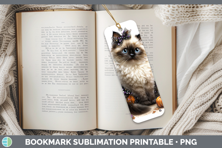 Cats Halloween Birman Cat Bookmark Sublimation Printable Des