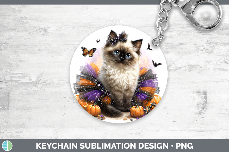 Cats Halloween Birman Cat Keychain Sublimation Keyring Desig