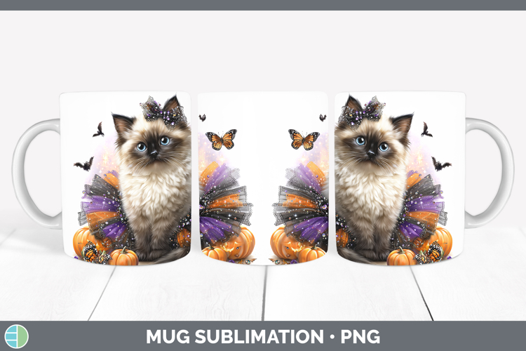 Cats Halloween Birman Cat Mug Wrap Sublimation Coffee Cup De
