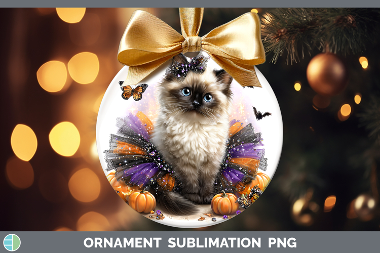 Cats Halloween Birman Cat Ornament Sublimation Bauble Design