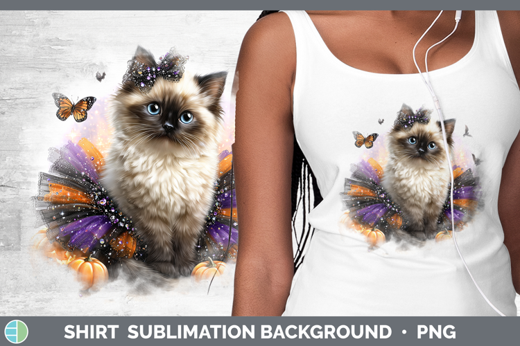 Cats Halloween Birman Cat Shirt Sublimation Background Desig