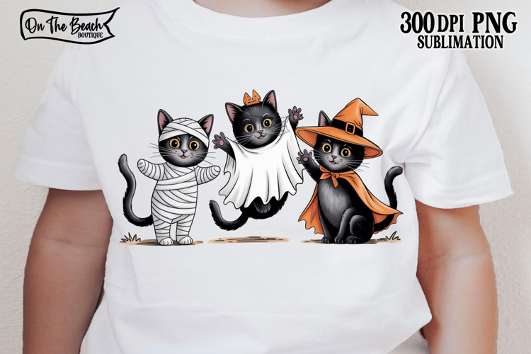 Halloween Cats Ghost Witch Mummy Pumpkin PNG DTF