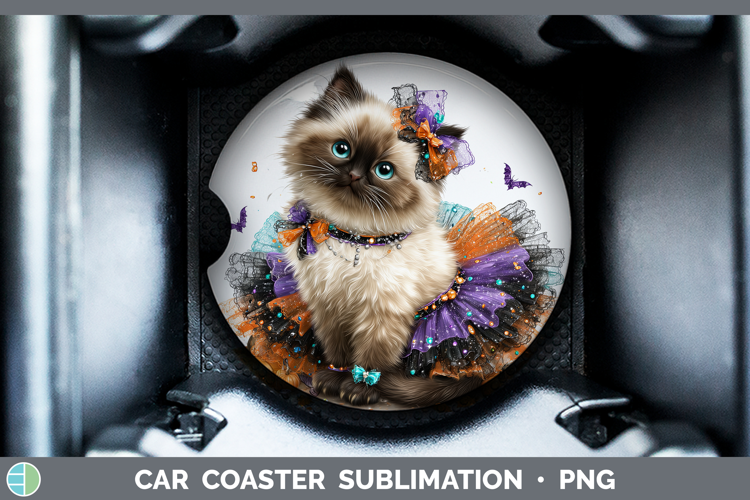Cats Halloween Himalayan Cat Car Coaster Sublimation Design