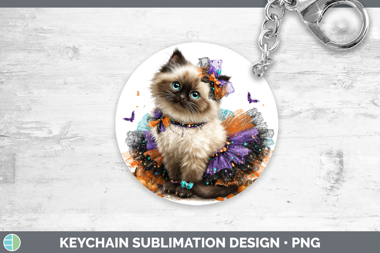 Cats Halloween Himalayan Cat Keychain Sublimation Keyring De