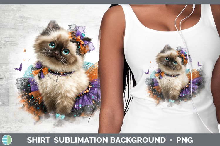 Cats Halloween Himalayan Cat Shirt Sublimation Background De