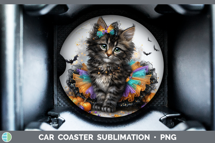 Cats Halloween Maine Coon Cat Car Coaster Sublimation Desig