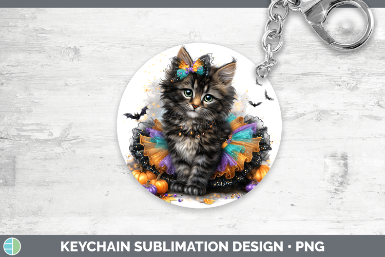 Cats Halloween Maine Coon Cat Keychain Sublimation Keyring D