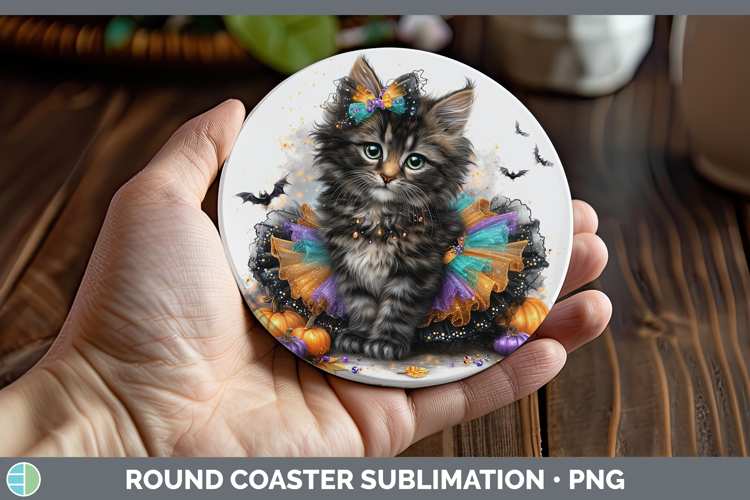 Cats Halloween Maine Coon Cat Round Coaster Sublimation Coas