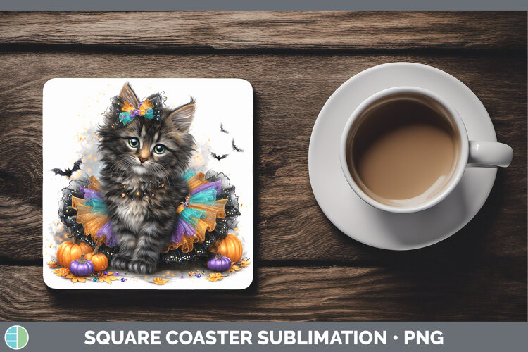 GorgeousCats Halloween Square Coaster design.