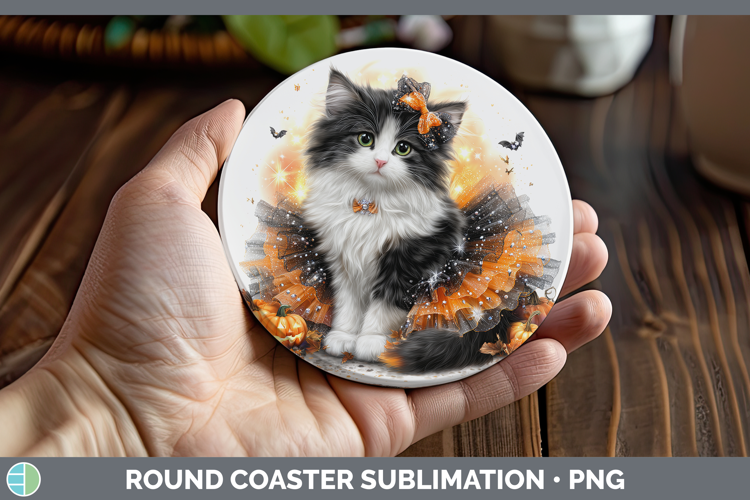 Cats Halloween Norwegian Forest Cat Round Coaster Sublimatio