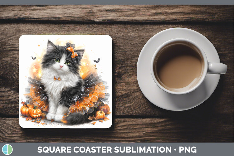 GorgeousCats Halloween Square Coaster design.