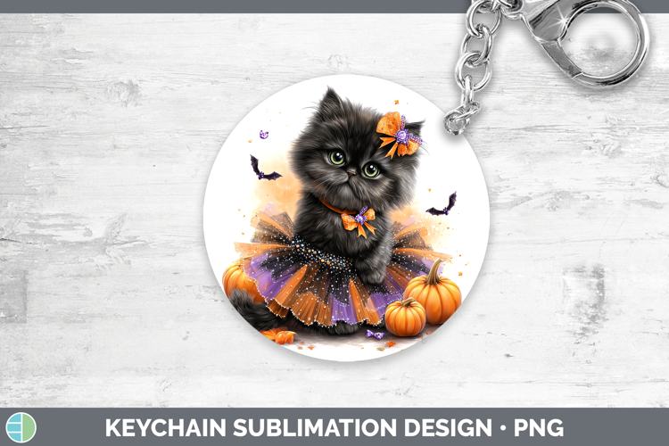 Cats Halloween Persian Cat Keychain Sublimation Keyring Desi