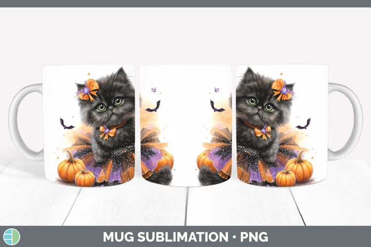 Cats Halloween Persian Cat Mug Wrap Sublimation Coffee Cup D