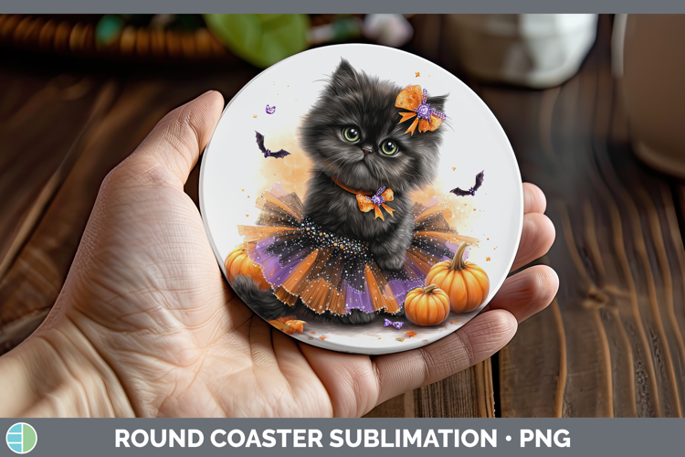 Cats Halloween Persian Cat Round Coaster Sublimation Coaster