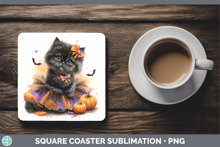 Cats Halloween Persian Cat Square Coaster Sublimation Coaste