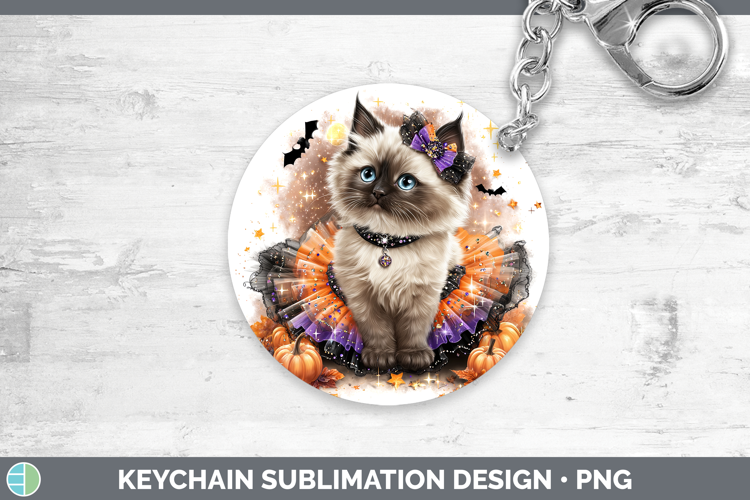 Cats Halloween Ragdoll Cat Keychain Sublimation Keyring Desi