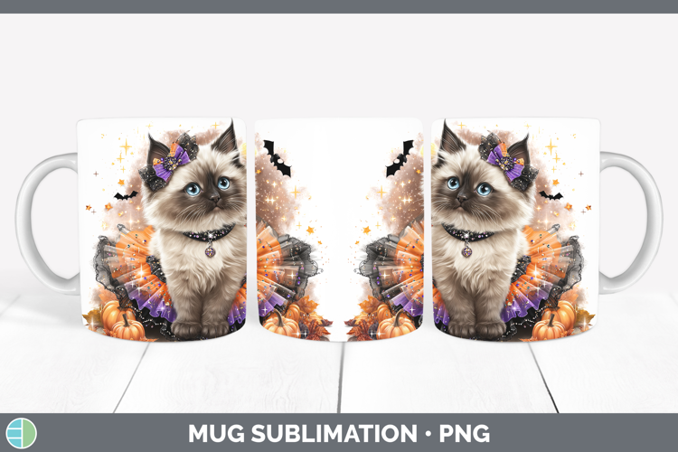 Cats Halloween Ragdoll Cat Mug Wrap Sublimation Coffee Cup D