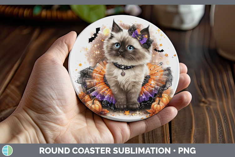 GorgeousCats Halloween Round Coaster design.