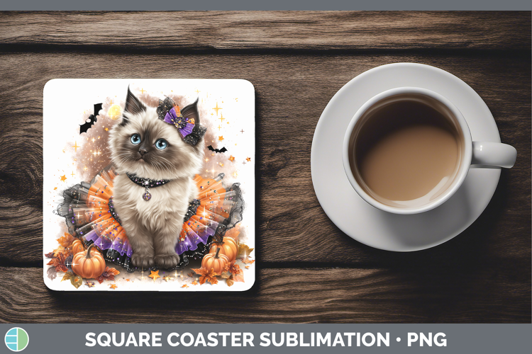 Cats Halloween Ragdoll Cat Square Coaster Sublimation Coaste