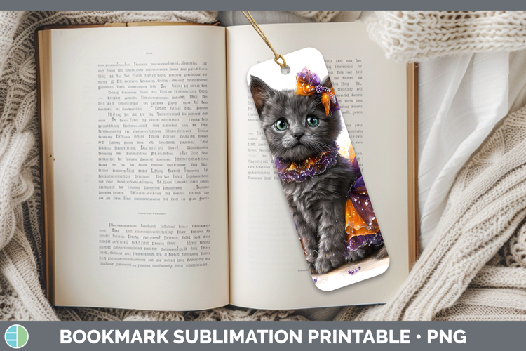 Cats Halloween Russian Blue Cat Bookmark Sublimation Printab