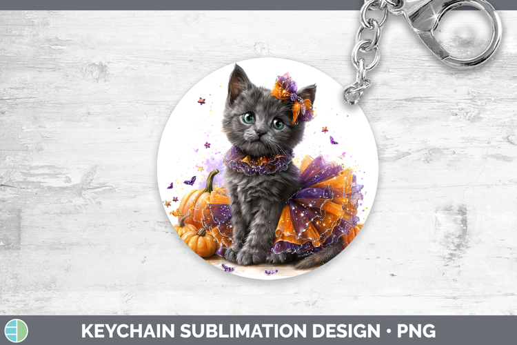 Cats Halloween Russian Blue Cat Keychain Sublimation Keyring