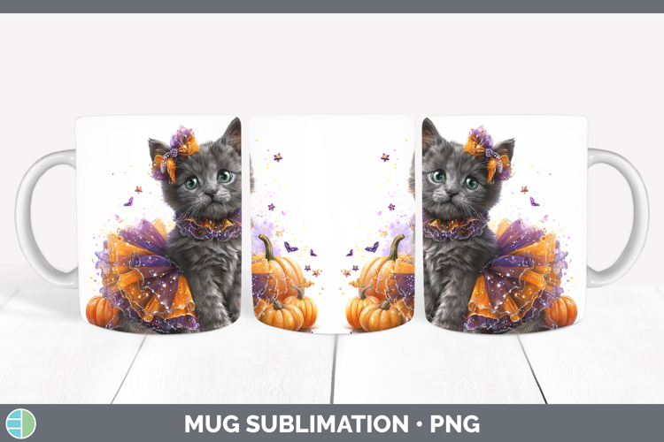 Cats Halloween Russian Blue Cat Mug Wrap Sublimation Coffee