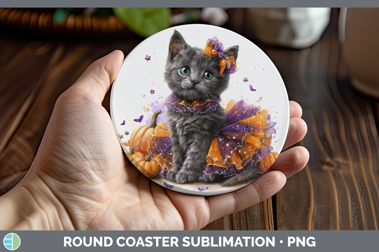 Cats Halloween Russian Blue Cat Round Coaster Sublimation Co