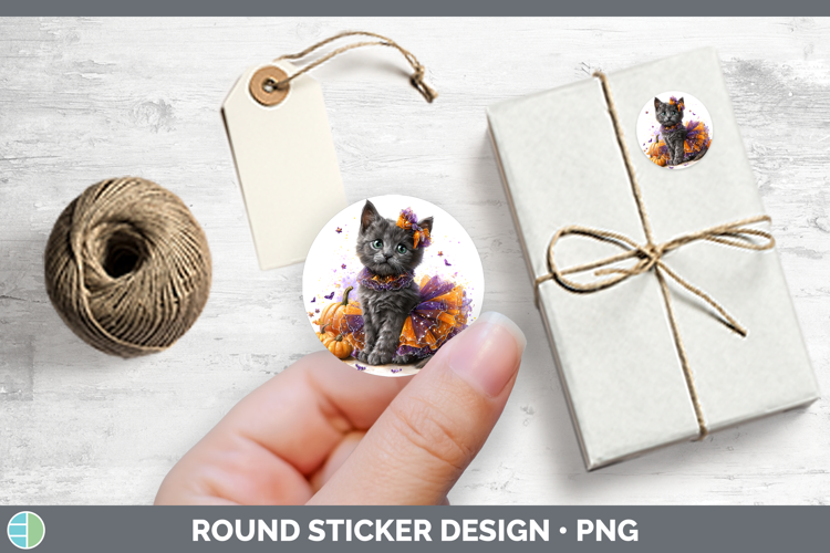 Cats Halloween Russian Blue Cat Stickers | Round Labels Desi
