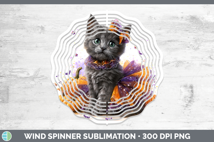 Cats Halloween Russian Blue Cat Wind Spinner Sublimation Spi